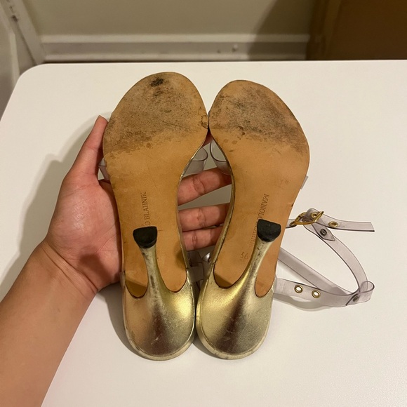 Vintage Gold Manolo Blahnik Heels with Clear PVC Straps - Picture 4 of 7